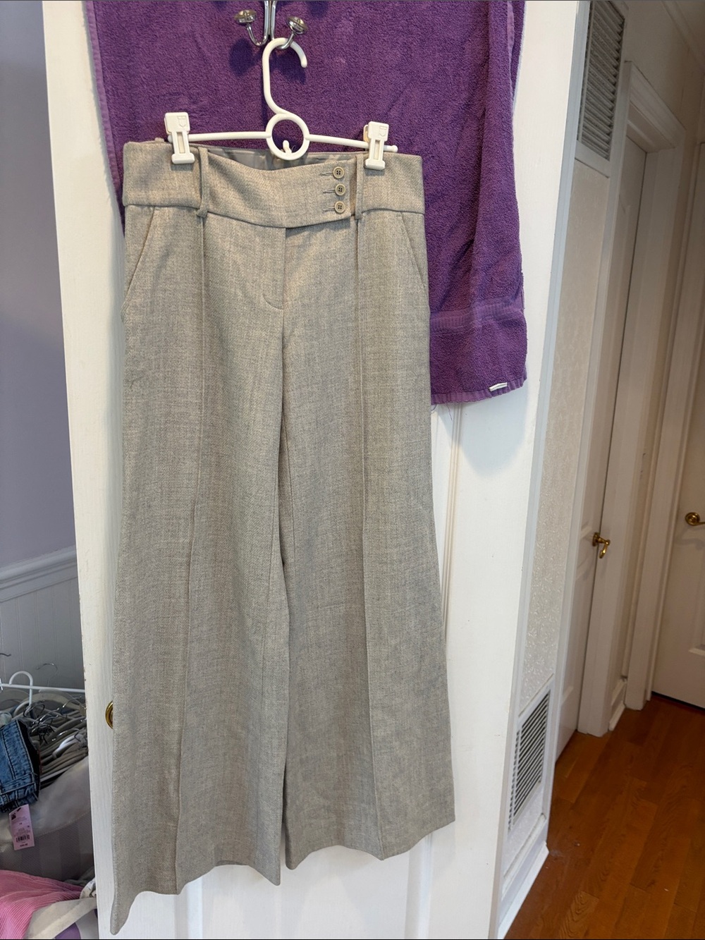 NWT BCBGMaxAzria Wide-Leg High-Waist Pants in Light Beige